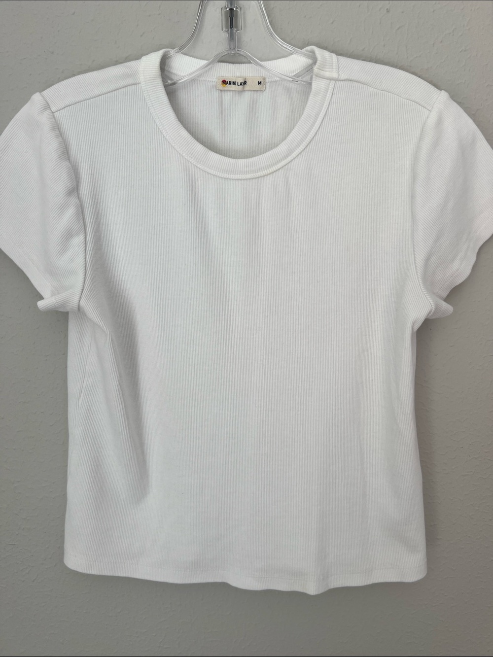 Marine Layer White Ribbed Crew Tee
